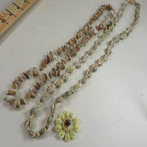 Sea Shell REAL (2) Necklaces & Broche - Medallion also can be used as decor